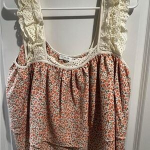 Floral Lace Trim Women's Top